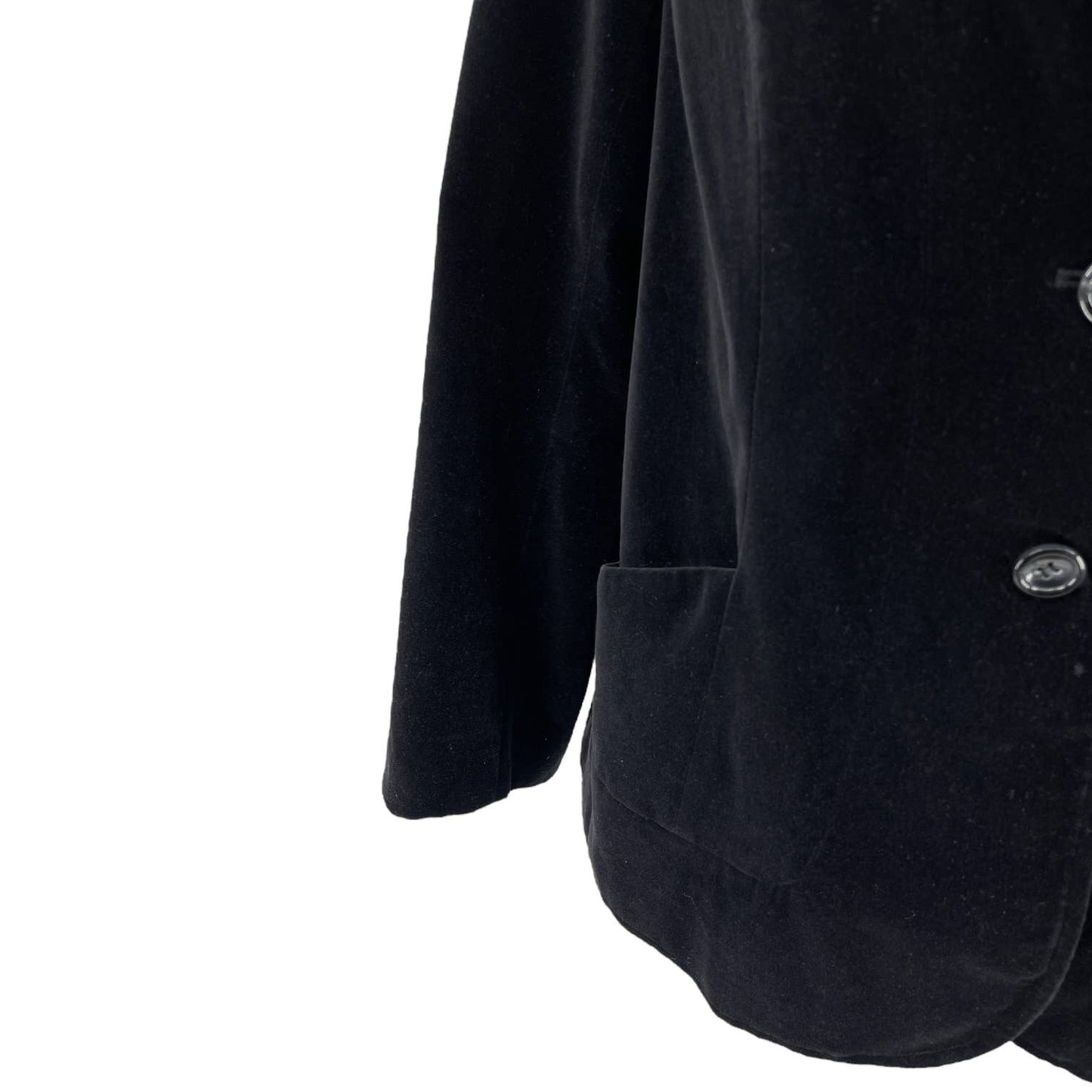 Lane Bryant Black Velvet Blazer Jacket Volup Classic Vneck 2 Button Size 16