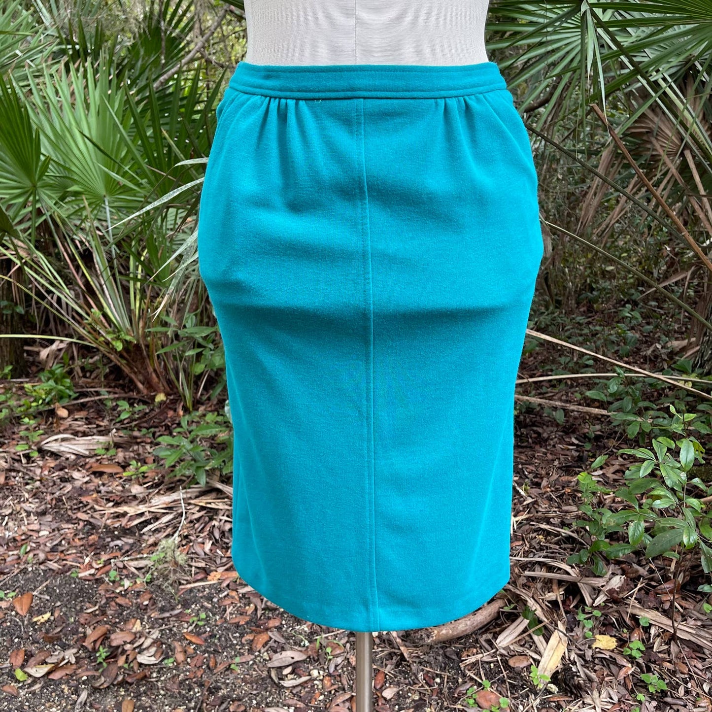 Vintage 80s Teal Knit Skirt Set Sweatshirt Long Sleeve Country Suburbans Size 12