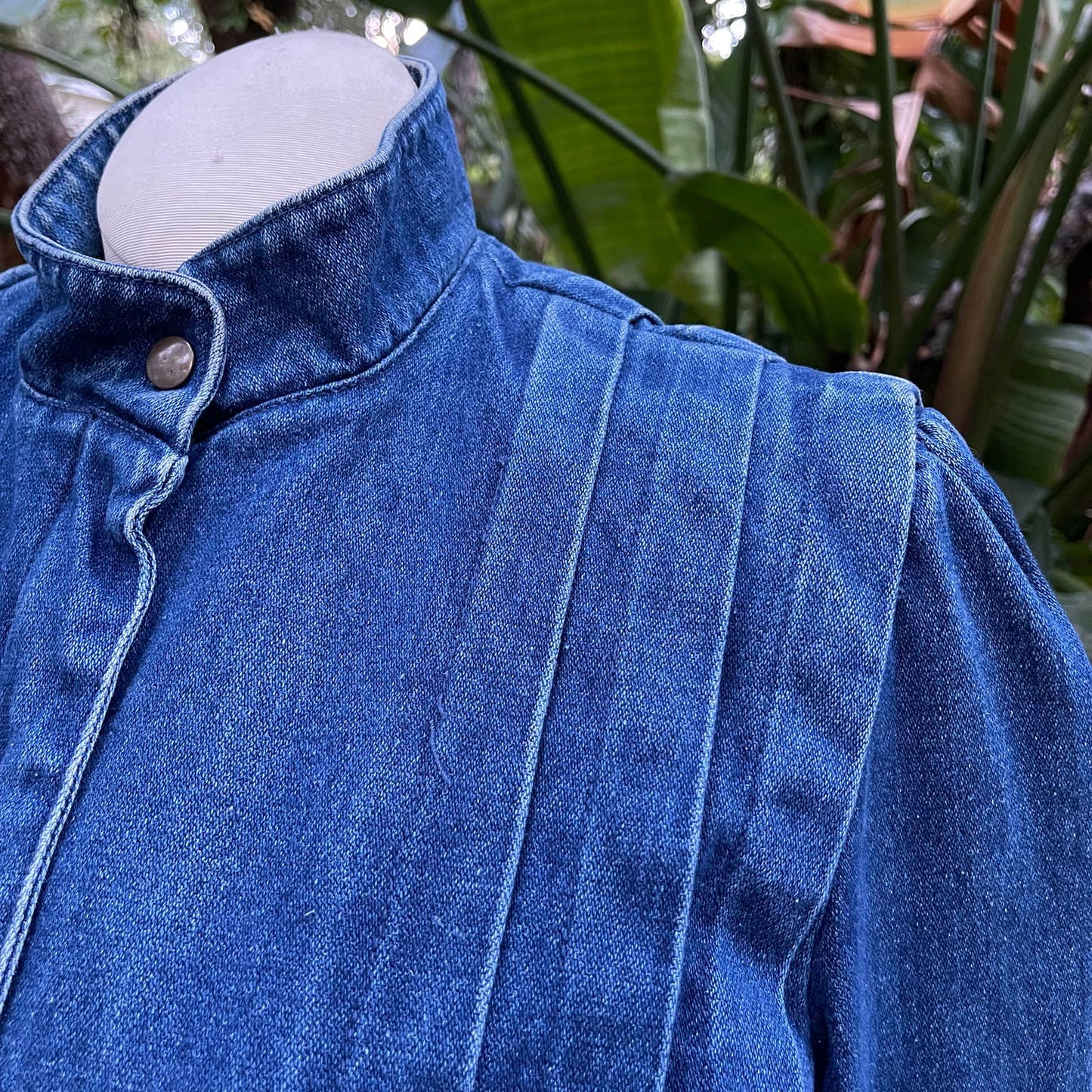 Vintage 80s Denim Jean Jacket Puff Sleeves Pockets Sergio Valente Size L