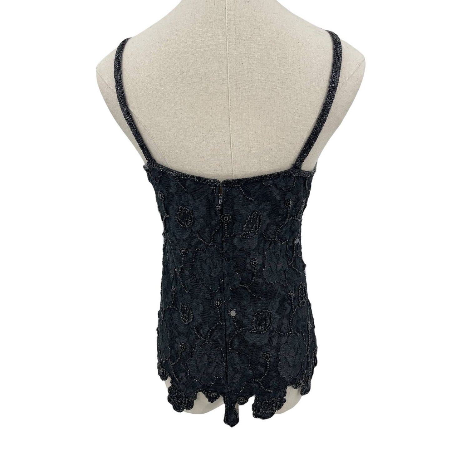 Vintage 80s 3 Piece Skirt Set Beaded Floral Pattern Black Judith Ann Creations M