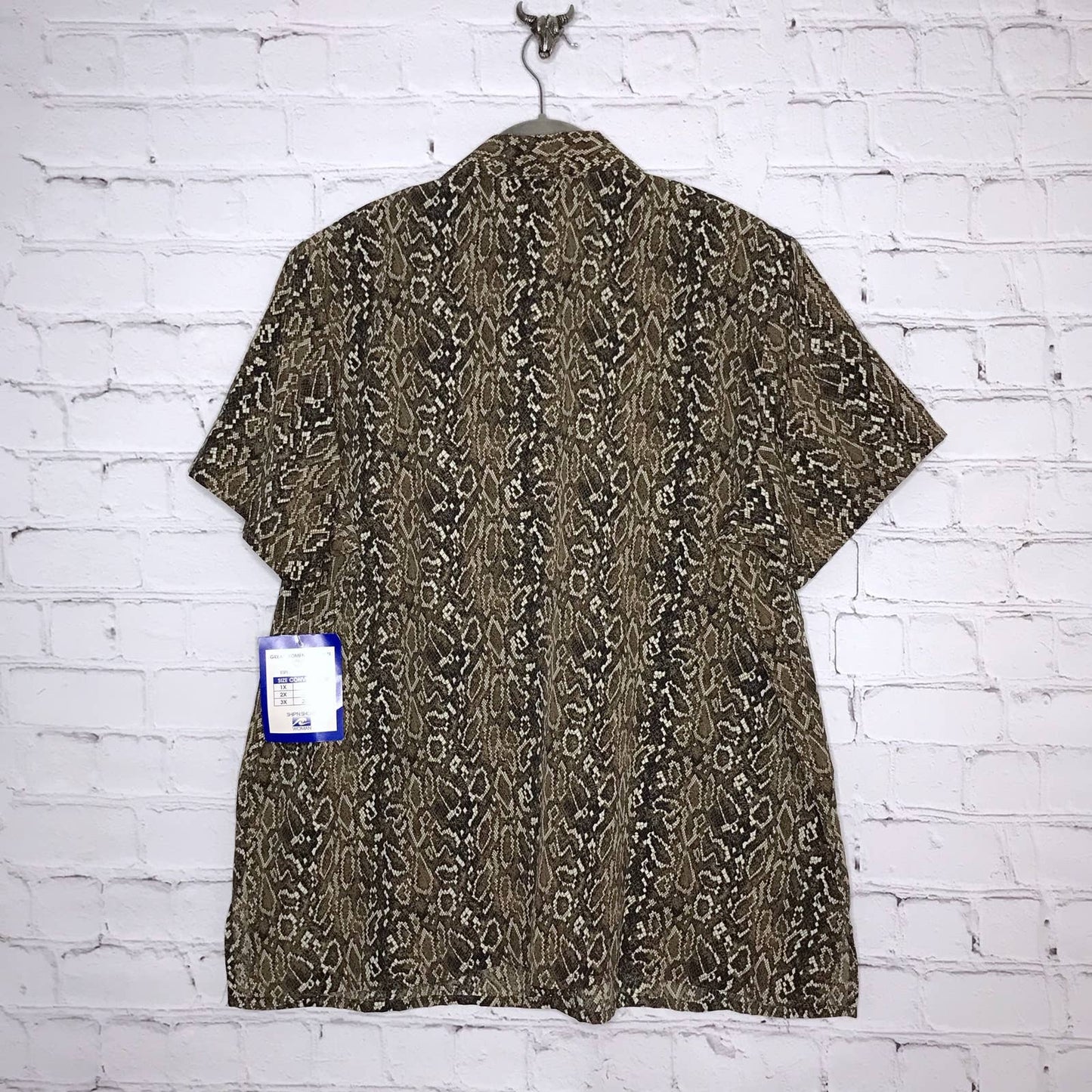 Vintage 90s Snake Print Button Down Blouse Short Sleeves Ship n' Shore NWT