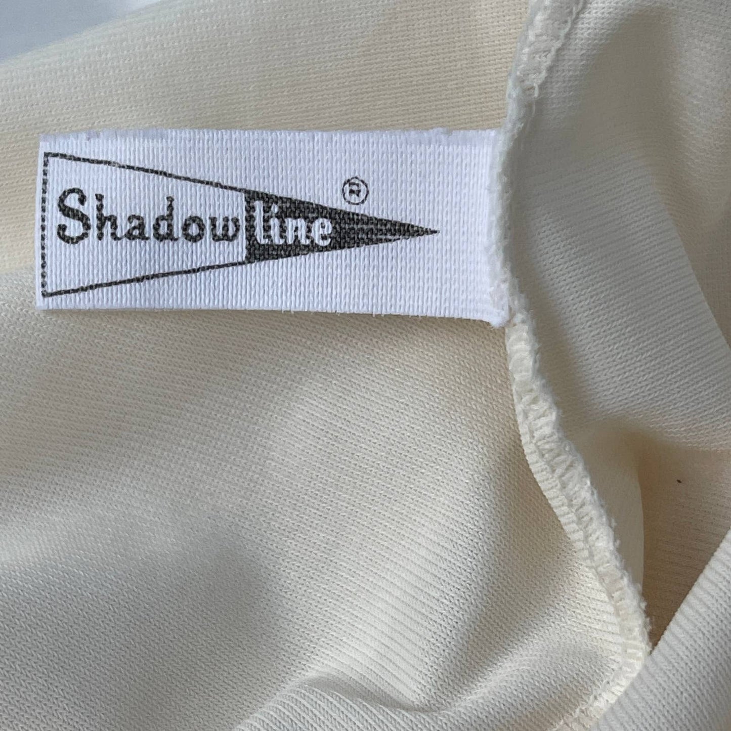 Vintage 70s Cream Slip Nightgown Knee Length Lingerie Boudoir Shadowline Size 34