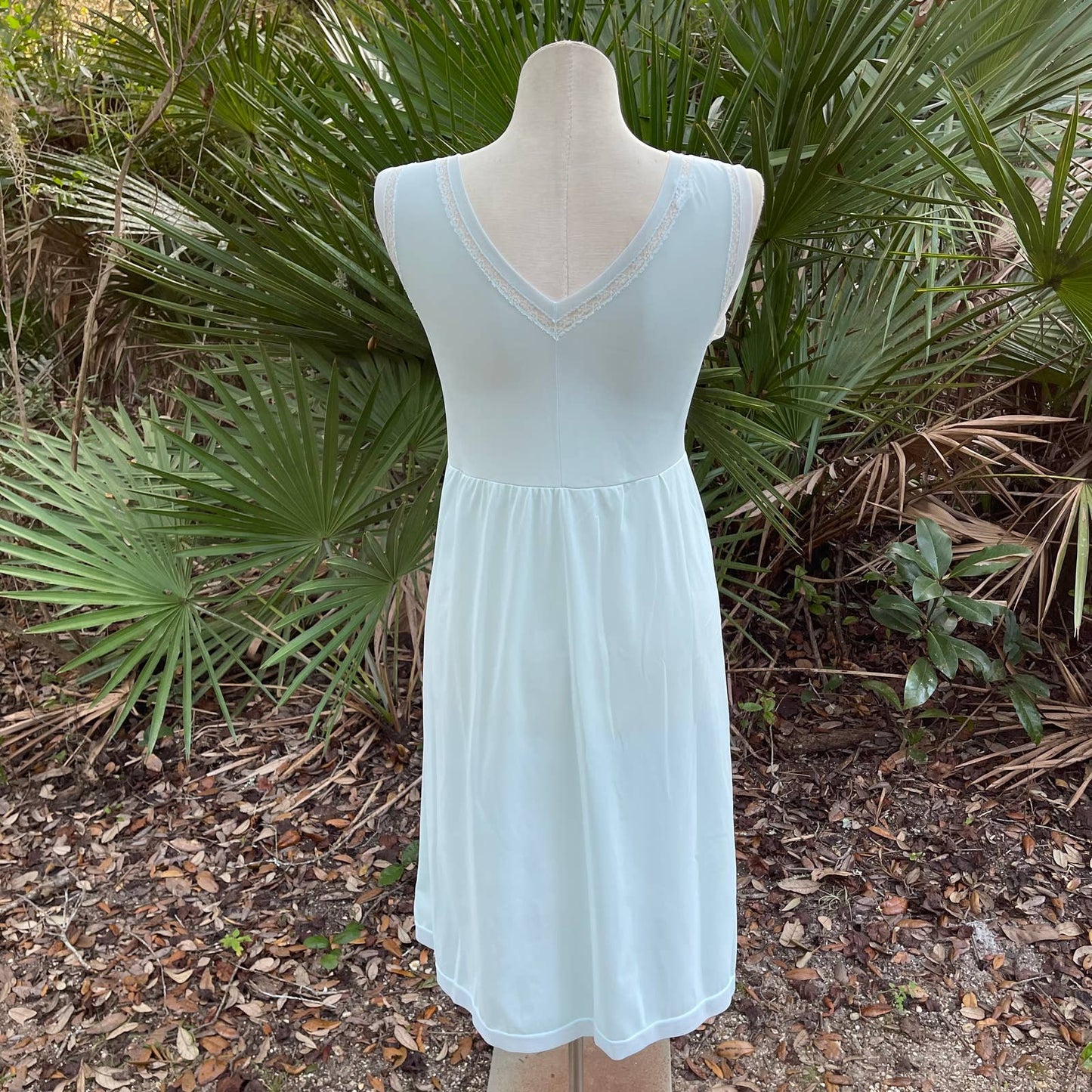 Vintage 60s Midi Length Nightgown Aqua Blue Sleeveless Aristocraft Size 34