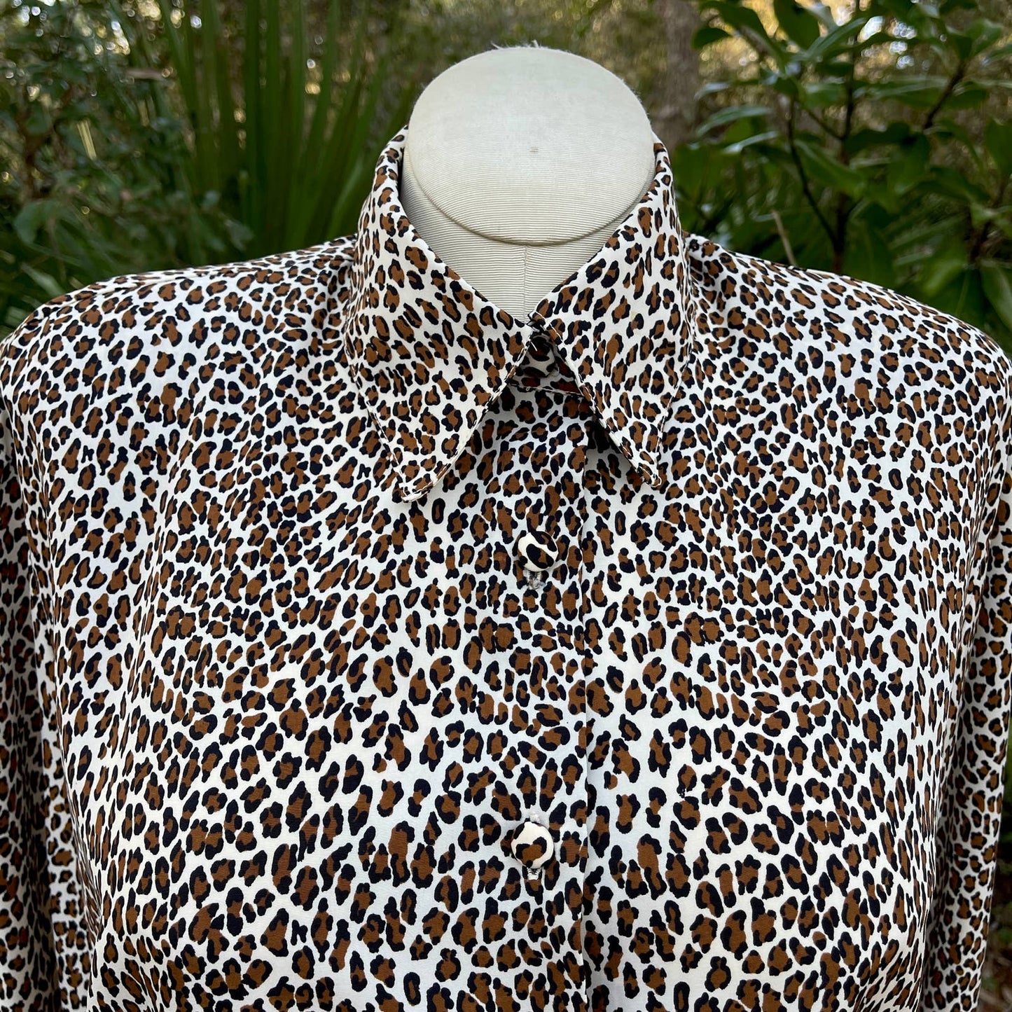 Vintage 80s Leopard Print Button Up Blouse Long Sleeves Jordan Vintage Size L
