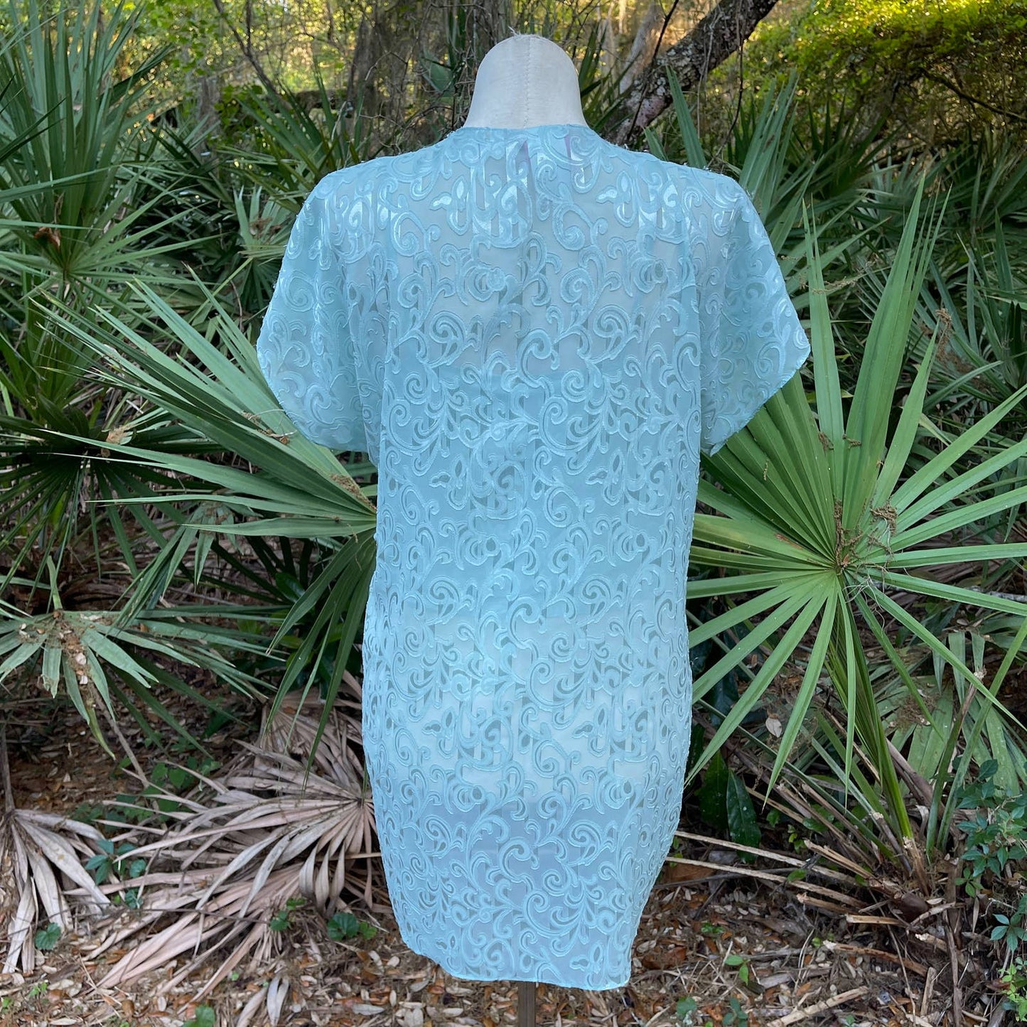Vintage 90s Cami and Robe Sheer Short Vneck Seafoam Green Sleep Solutions Size M