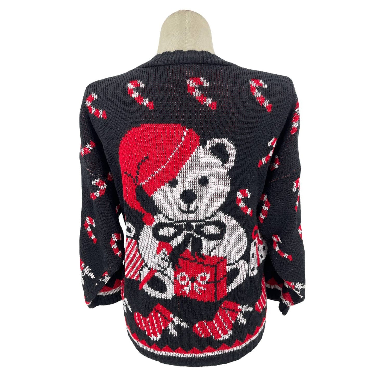 Vintage 90s Black Teddy Bear Christmas Sweater Volup Nutcracker Size 20W