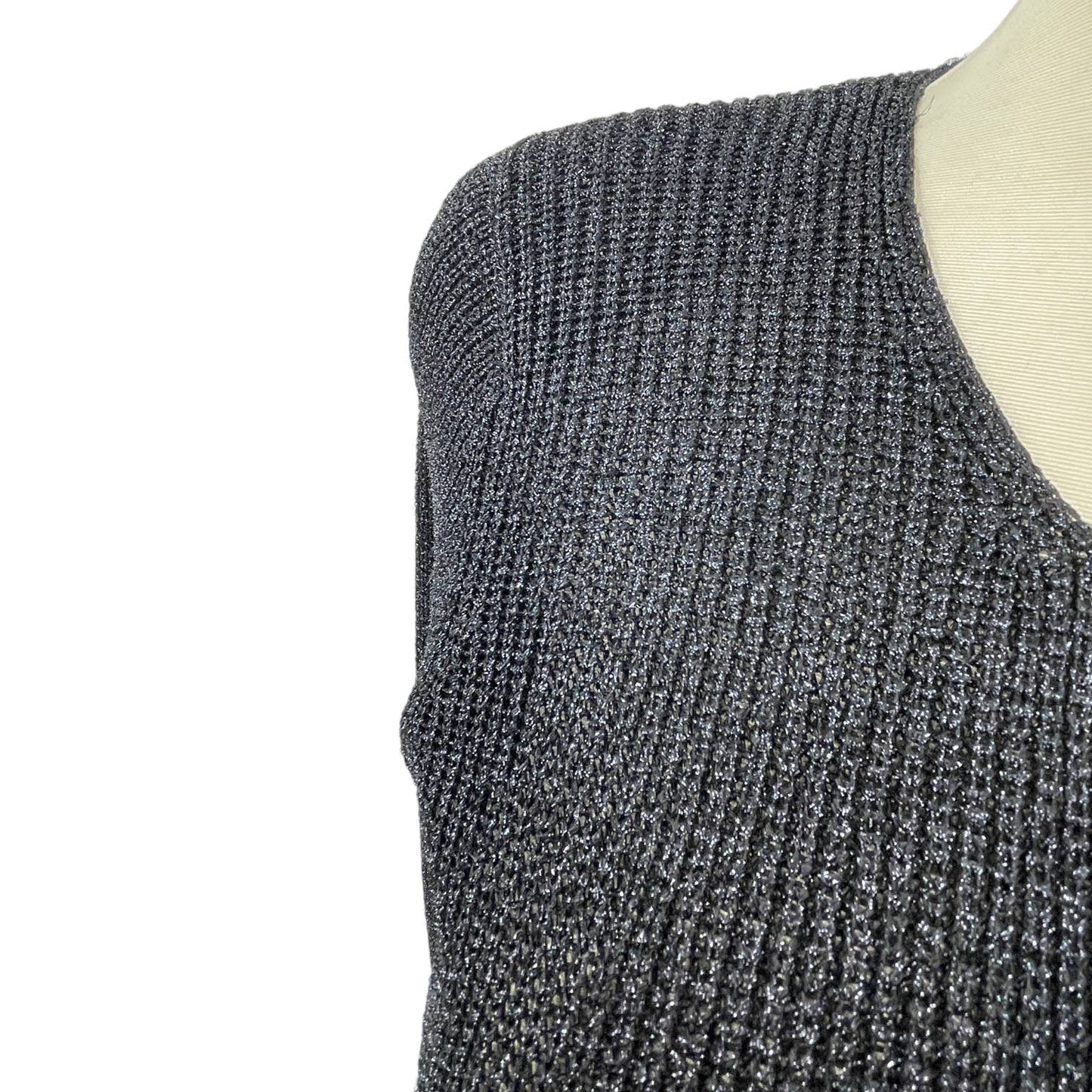 Vintage 90s Metallic Black Sweater Pullover Classy by Christine Phillipe Size S