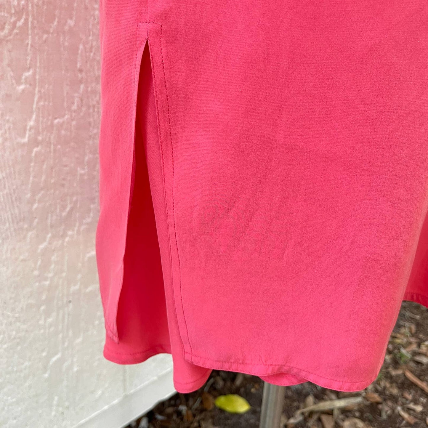 Vintage 80s Coral Pink Silk Wrap Dress Midi Long Sleeves La Vanx Size 10