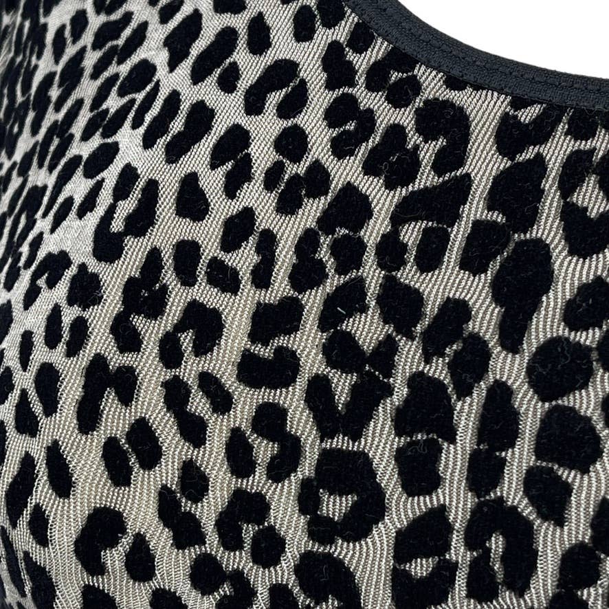 Vintage 90s Leopard Print Skater Dress Mini Black Gray Flocked Francine Browner
