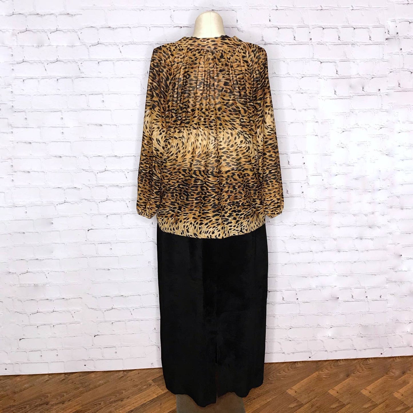 Vintage 70s Leopard Print Blouse Sheer Disco Fever Collections Volup One Size