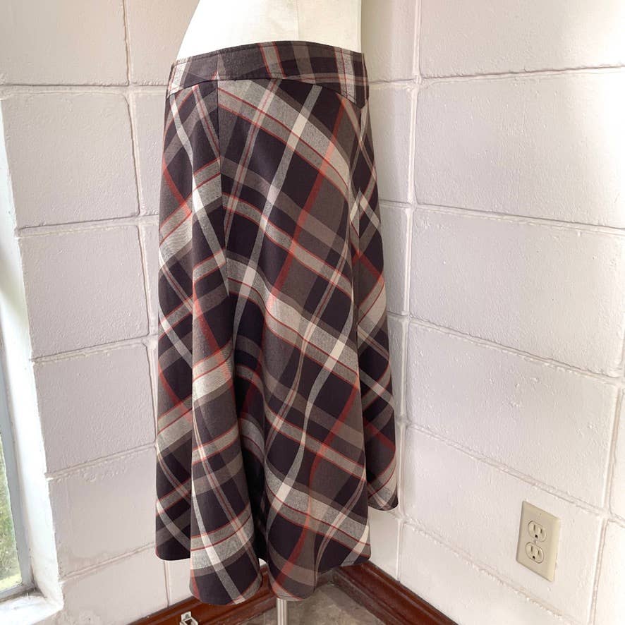 Vintage 90s Plaid A Line Skirt Brown and Orange Fall Volup Jones & Co Size 16