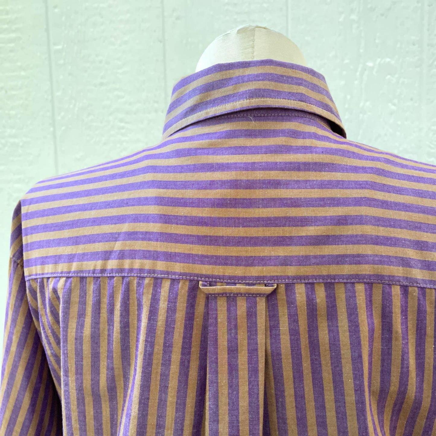 Vintage 90s Striped Polished Cotton Set Short Sleeve Top Skirt Perry Ellis M