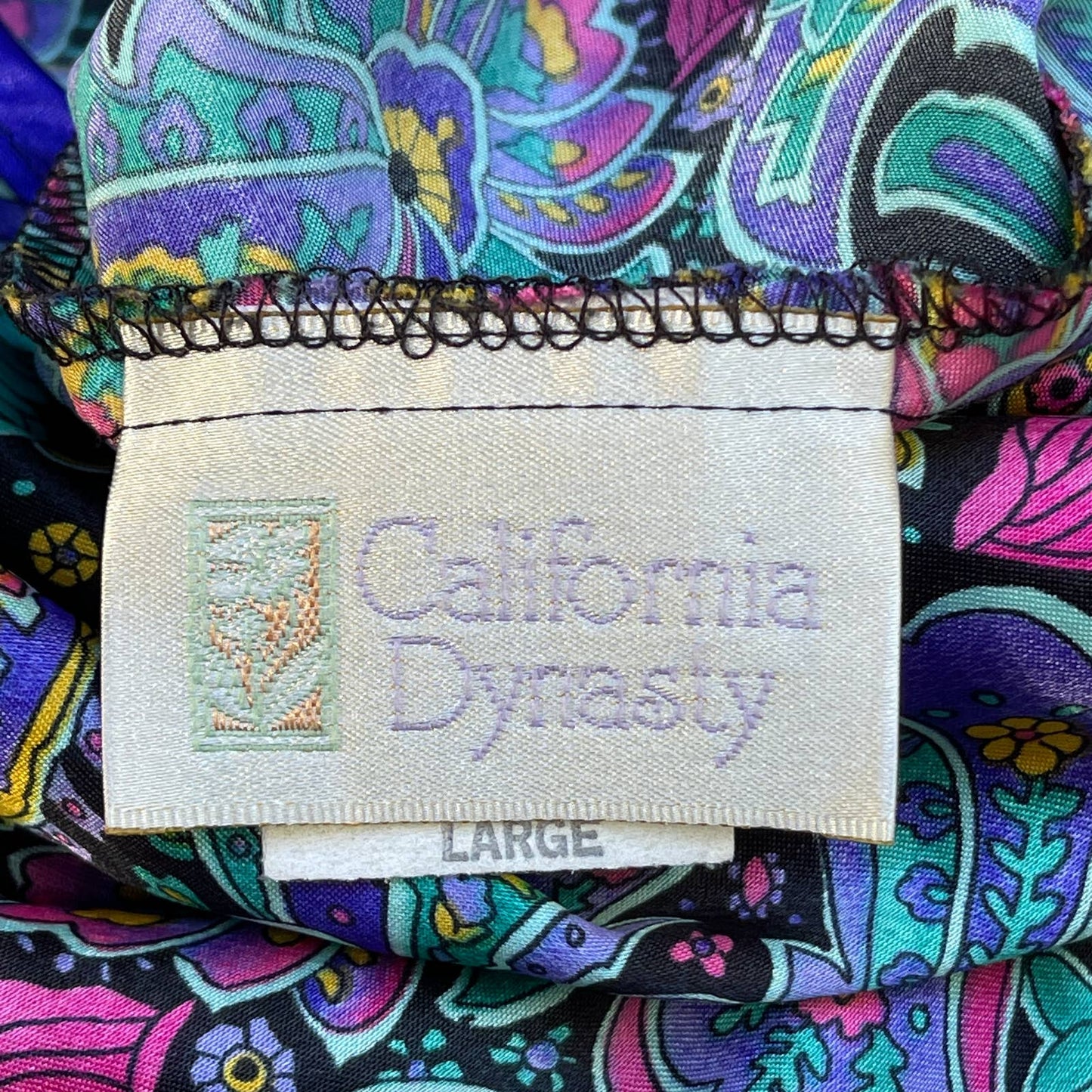 Vintage 90s Satin Teal Paisley Camisole Sleep Lingerie California Dynasty Size L