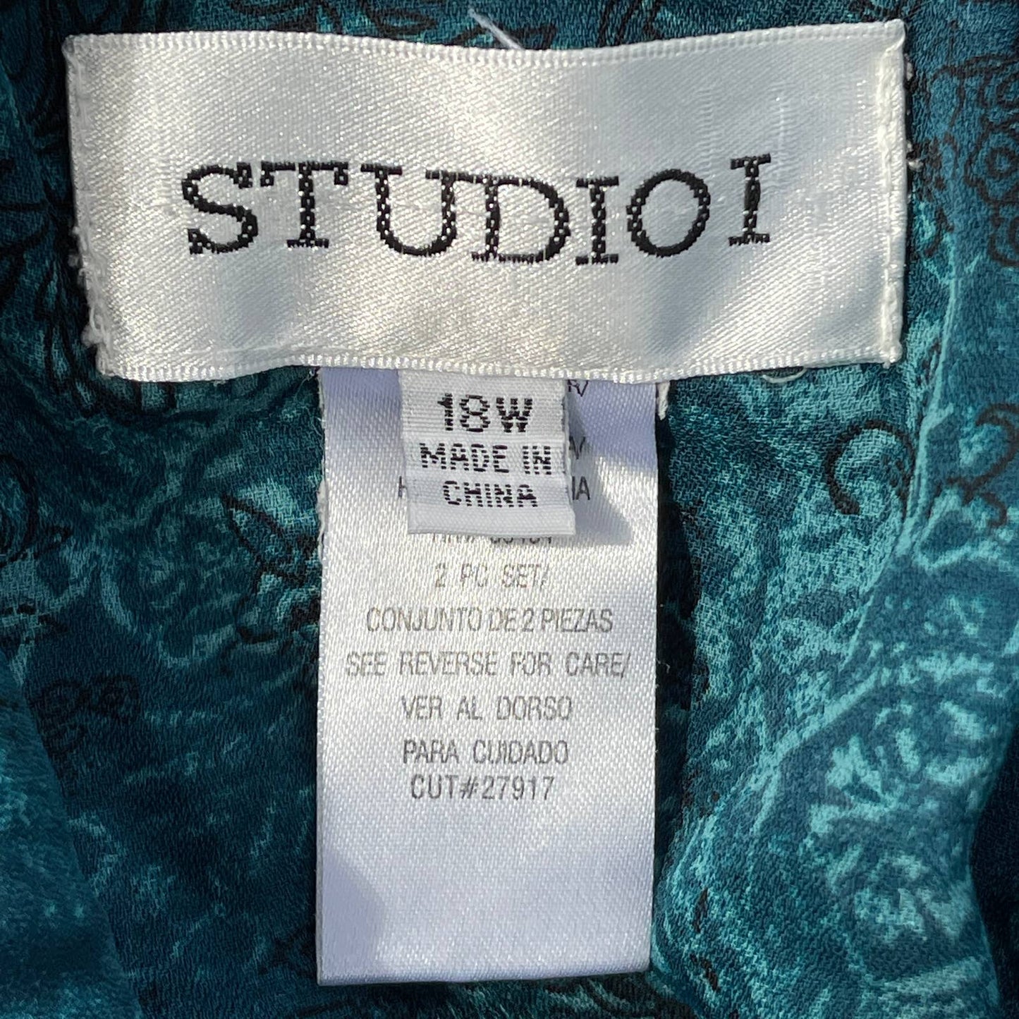 Vintage 90s Sheer Blue Paisley Duster Open Front Half Sleeves Studio I Size 18W