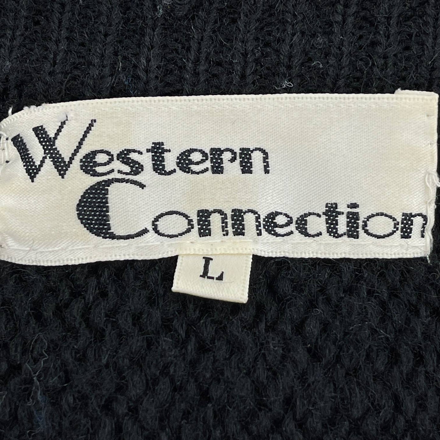 Vintage 80s Black Abstract Sweater Long Sleeves by Western Connection Size M