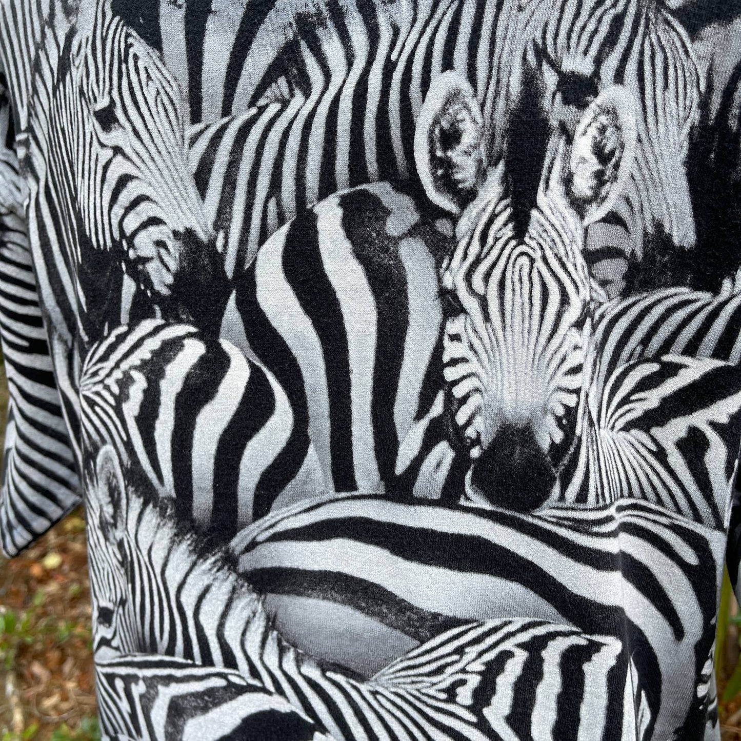 Vintage 90s Zebra Tee Shirt Black White Nature Short Sleeves Radical Nature L XL