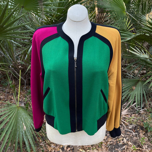 Vintage 90s Colorblock Fly Girl Jacket Short Lilli Ann Collection Size M L XL