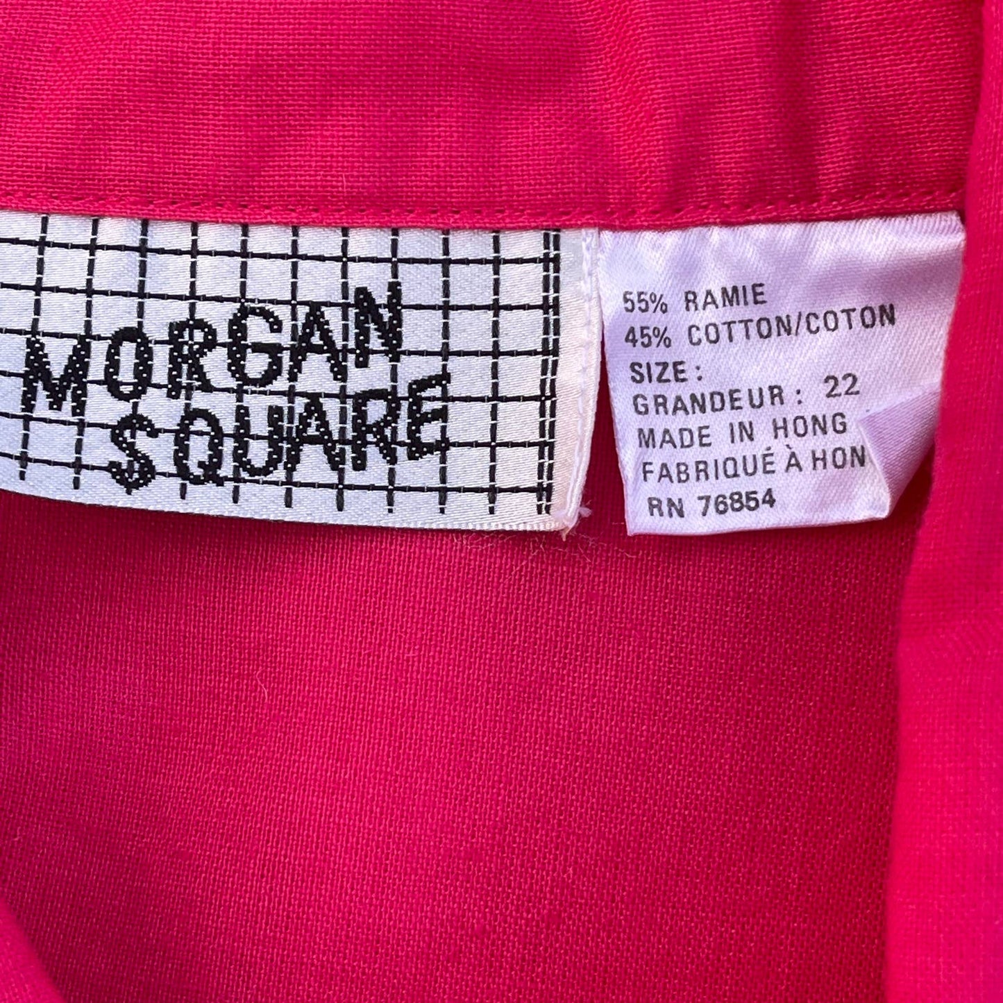 Vintage 90s Hot Pink Boxy Blouse Cotton Blend Button Up Morgan Square Size 22