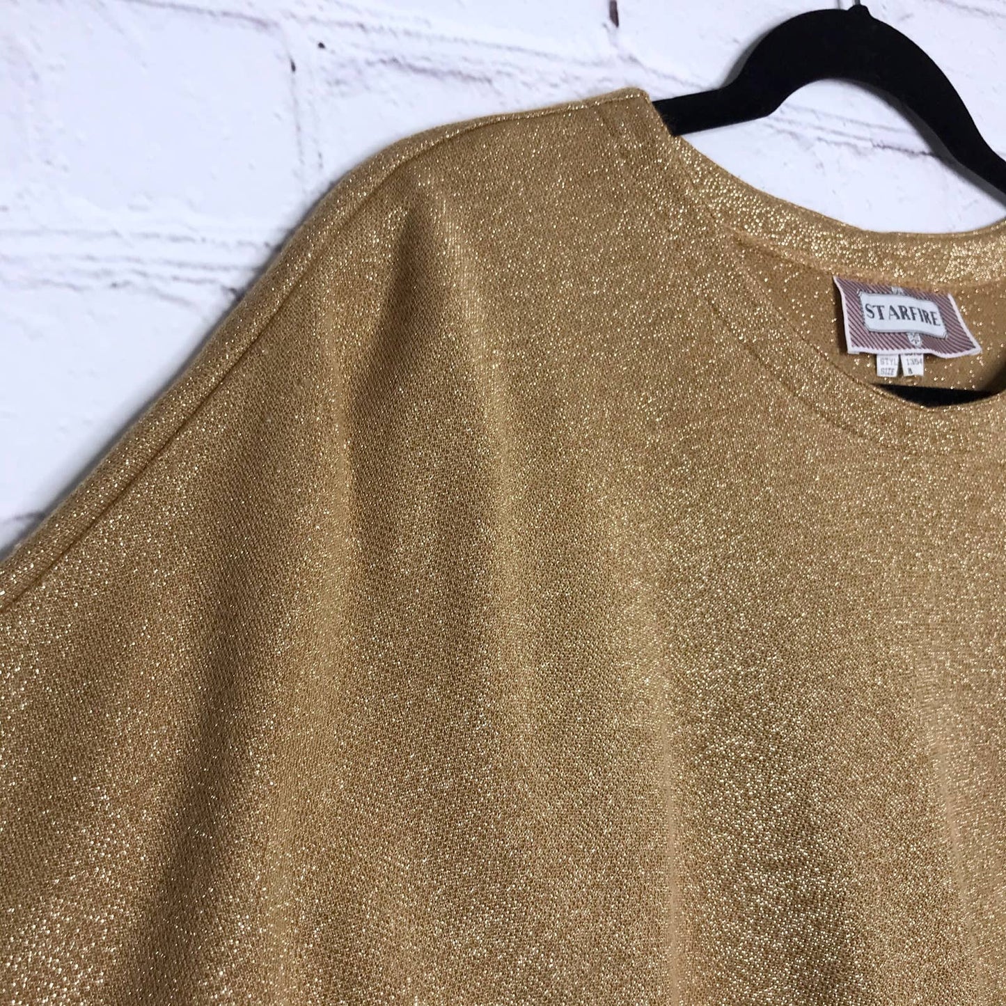 Vintage 80s Gold Dolman Sleeve Blouse Metallic Knit Starfire Size 8
