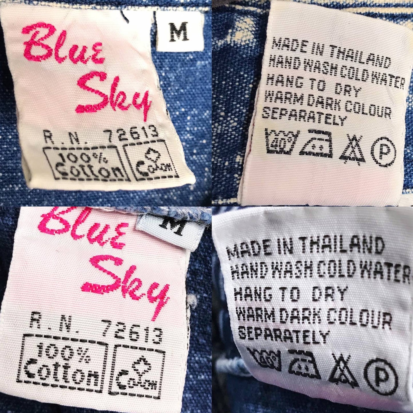 Vintage 80s Acid Wash Denim Skirt Set Studded Embroidered Blue Sky Size M