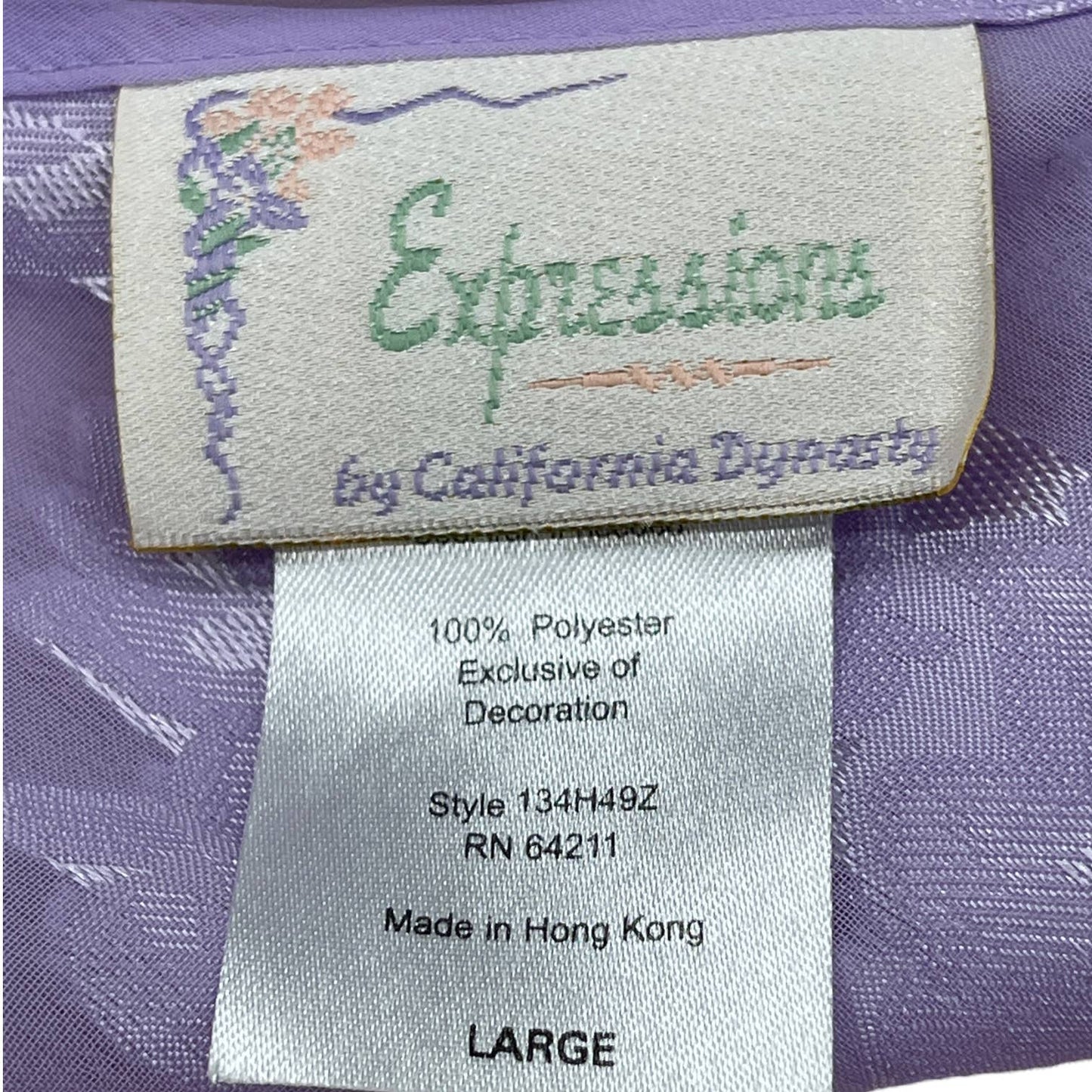 Vintage 90s Lavender Purple Burnout Nightgown Mini Floral Expressions Size L
