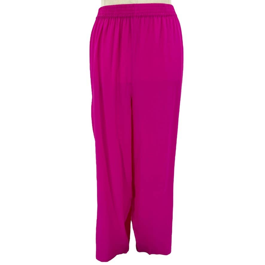 Vintage Y2K Bright Pink Silk Pants Pull On Volup Miami Style Diane Gilman NWT 3X