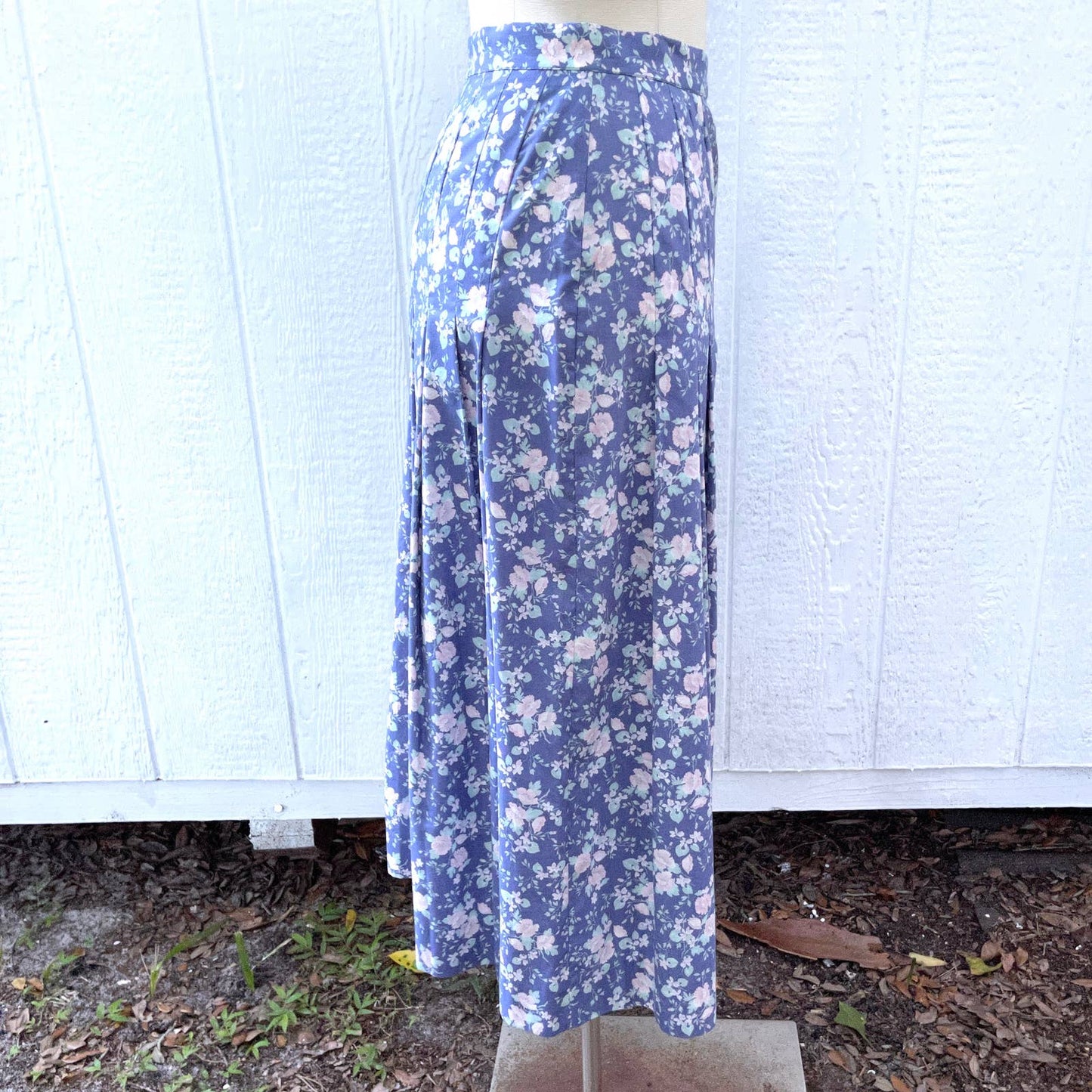 Vintage 90s Purple Floral Midi Skirt Cotton Grunge Style Laura Ashley Size 12