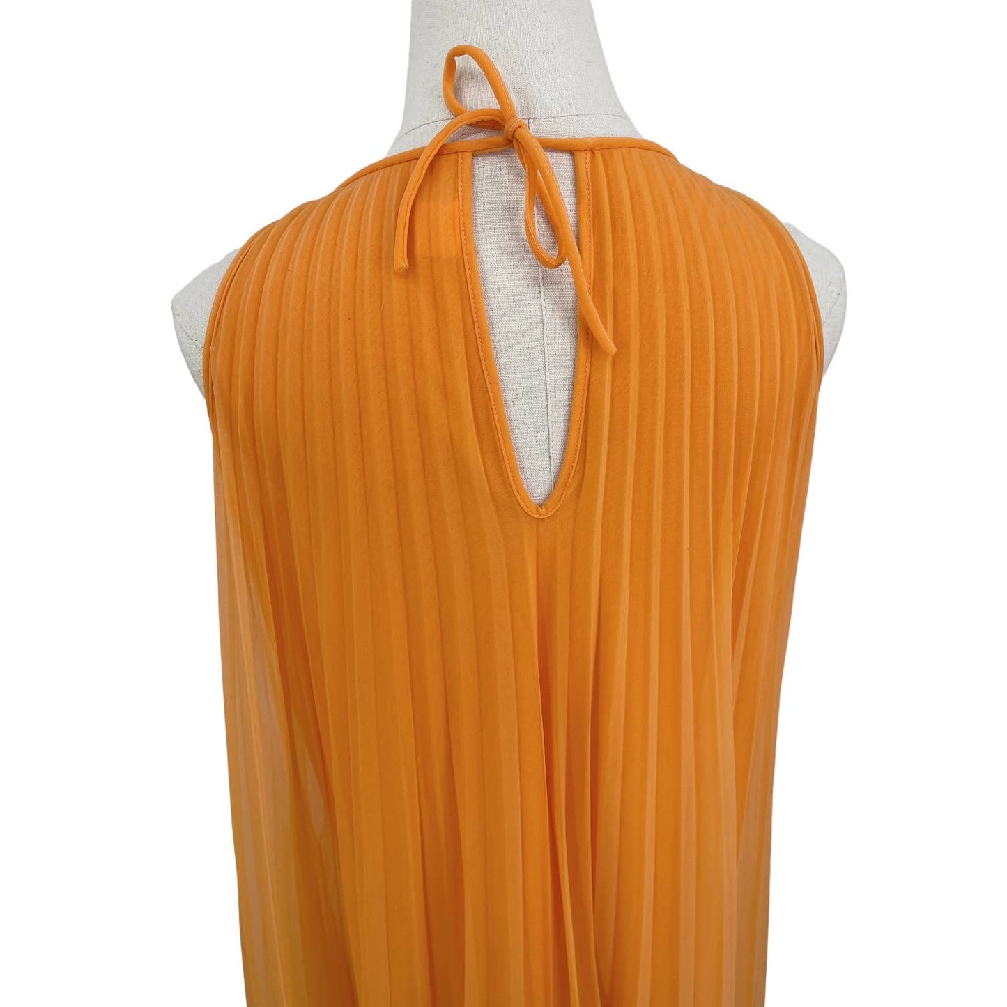 Vintage 60s Orange Pleated Babydoll Nightgown Tent Style Sleeveless Sears S M
