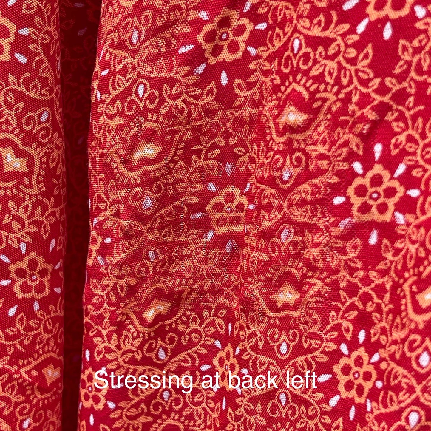 Vintage 70s Red Orange Floral Ruffle Front Prairie Dress Short Sleeves Size M L