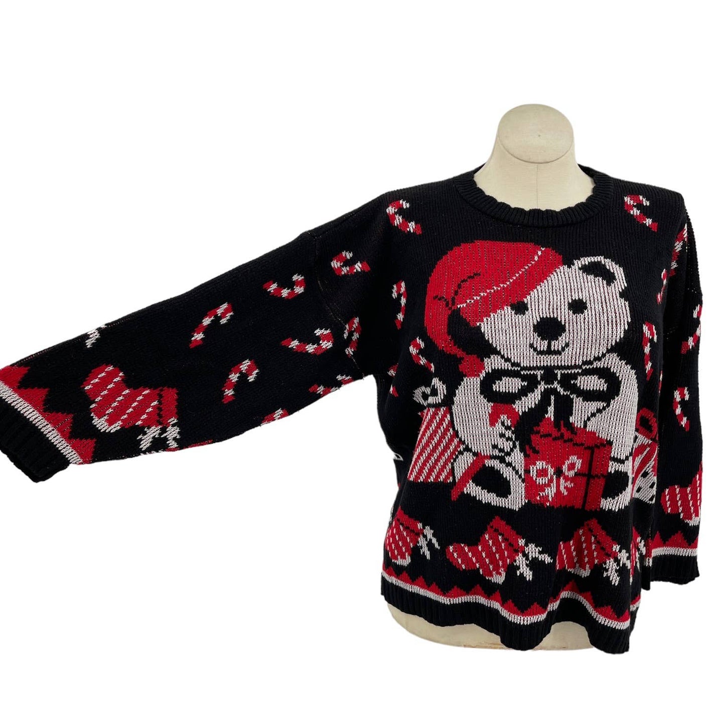 Vintage 90s Black Teddy Bear Christmas Sweater Volup Nutcracker Size 20W